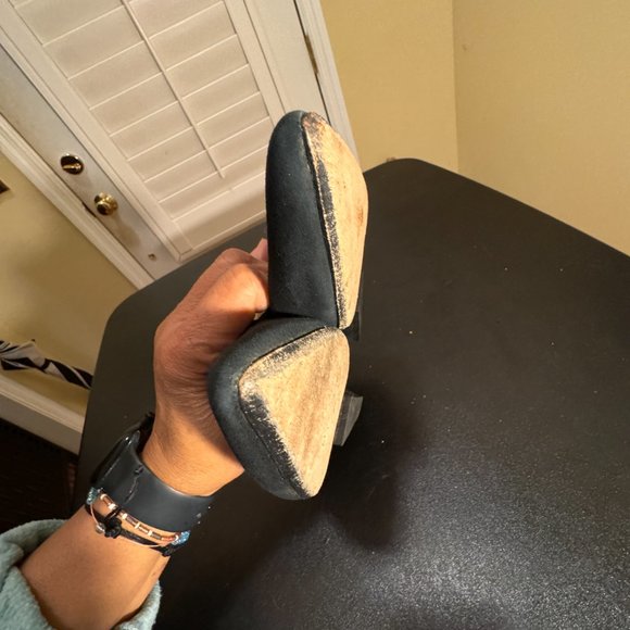 Loeffler Randall size 7 with chunky black heel wedge like silhoutte pump shoe - Picture 5 of 12